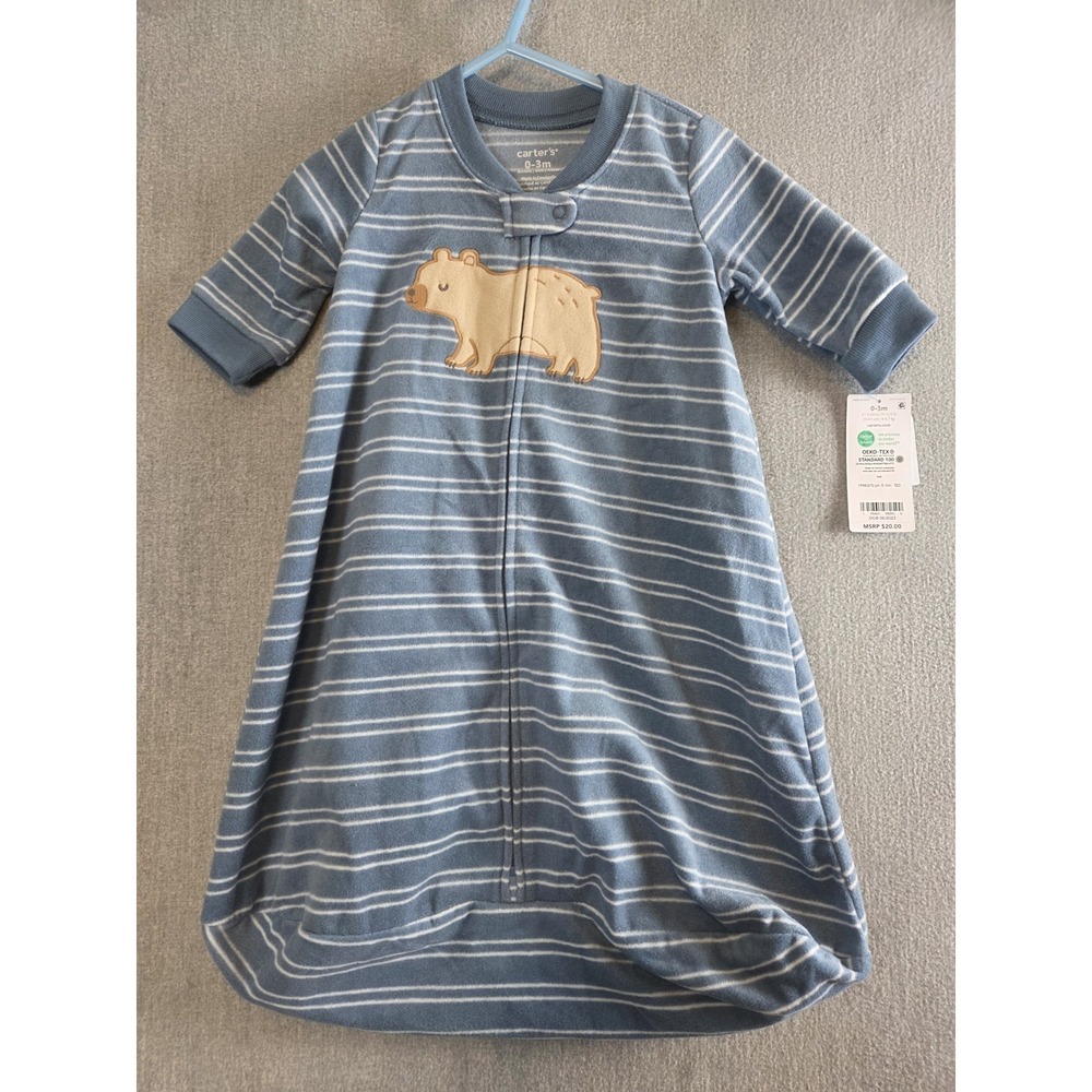 Carters Baby Easy Zip Sleep Sack Swaddle Sleeper Bag 0-3 Mos Bear Blue NEW